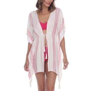 Raviya Striped Tassel Trim Cover-up‎ Dress Women's Swimsuit Size S